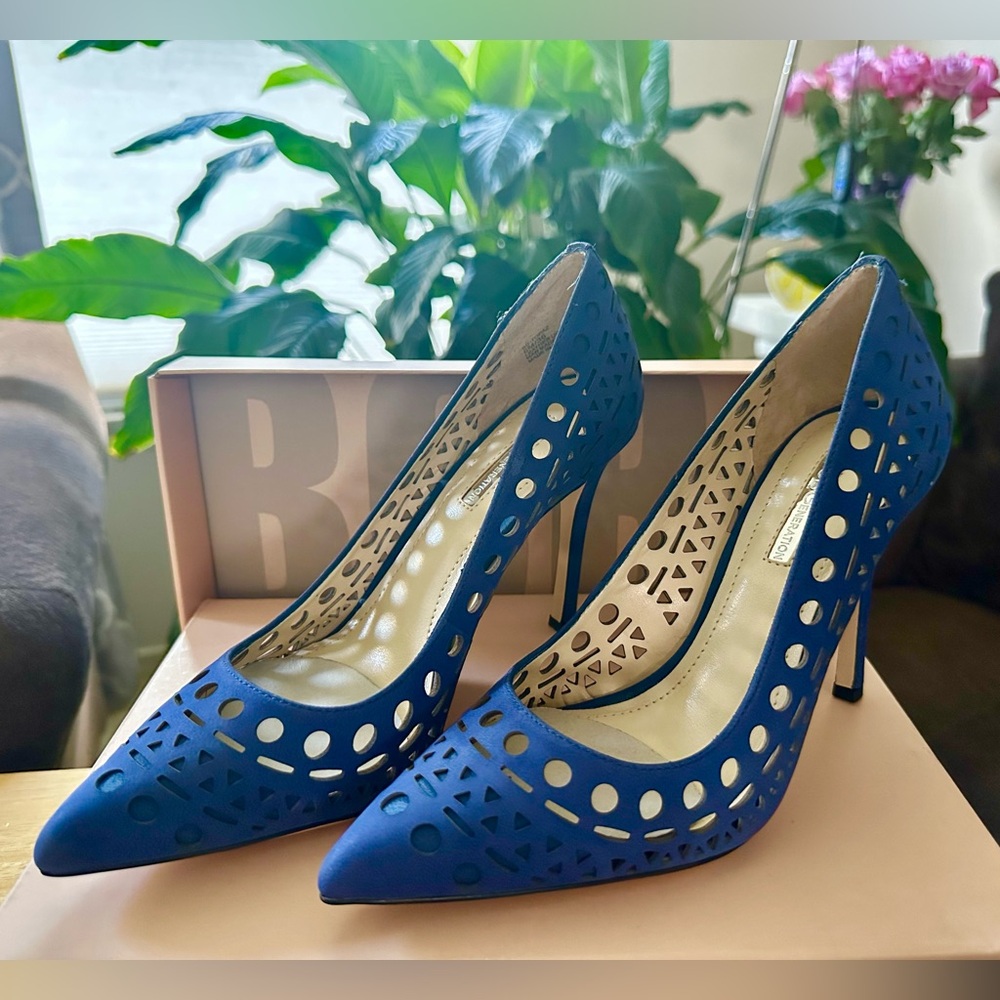 BCBGeneration Blue Cutout Heels